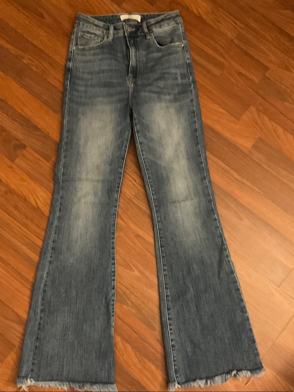 High-Rise Flare Jeans in Medium Wash Blue